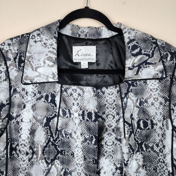 Linea by Louis Dell'Olio Blazer Grey Snakeskin Cotton Jacket Animal Print Sz 1X - Picture 11 of 16